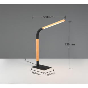 Lampa biurkowa Norris Trio LED - drewno/czarny | Ściemniacz