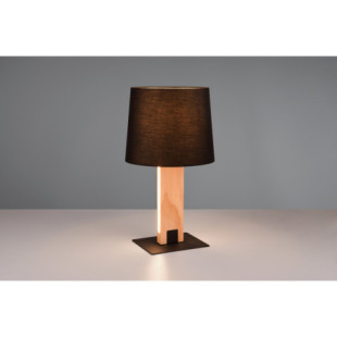 Lampa stołowa z abażurem nowoczesna Rahul 50cm czarny / drewno Trio