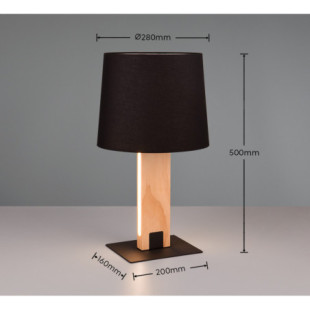 Lampa stołowa z abażurem nowoczesna Rahul 50cm czarny / drewno Trio