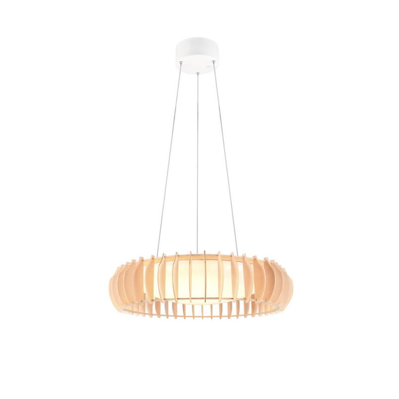 Lampa wisząca LED Monte 60cm - drewno, pilot | Reality