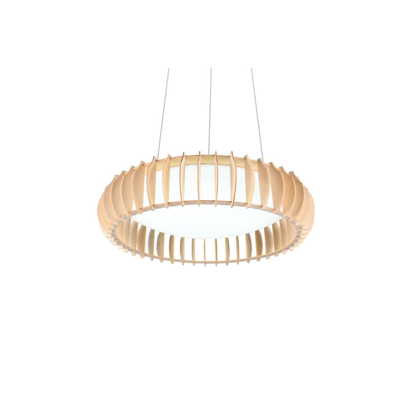 Lampa wisząca LED Monte 60cm - drewno, pilot | Reality