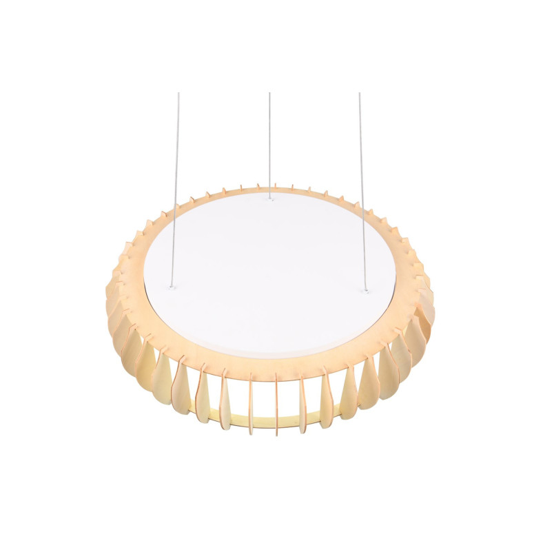 Lampa wisząca LED Monte 60cm - drewno, pilot | Reality