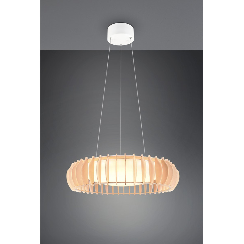 Lampa wisząca LED Monte 60cm - drewno, pilot | Reality