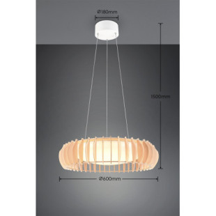 Lampa wisząca LED Monte 60cm - drewno, pilot | Reality