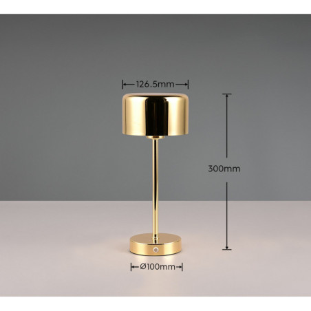 Lampa stołowa LED Jeff - Mosiądz, USB, Ściemniacz | Reality