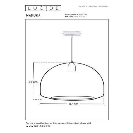 Lampa Wisząca Maduka | Trawa Morska, Czarna | Lucide