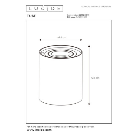 Lampa stołowa LED Tube biała | Lucide - Minimalistyczny Design