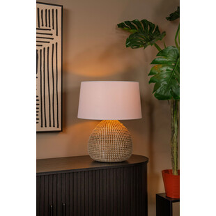 Lampa stołowa z abażurem boho Maduka biały/ trawa morska Lucide