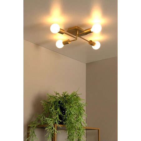 Lampa Sufitowa Lester IV Lucide | Złoty Mosiądz | Sklep z Lampami