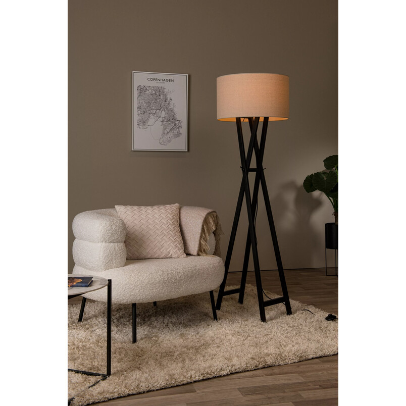 Lampa podłogowa Trafalgar Lucide | Beżowa, drewno, 157cm