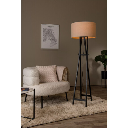 Lampa podłogowa Trafalgar Lucide | Beżowa, drewno, 157cm