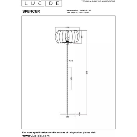Lampa podłogowa Spencer czarna Lucide | Nowoczesny design