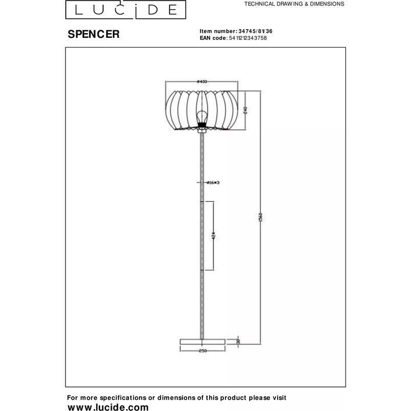 Lampa podłogowa Spencer szara Lucide | Nowoczesny design