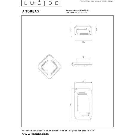 Plafon LED Andreas Lucide - Nowoczesny design | Sklep z lampami