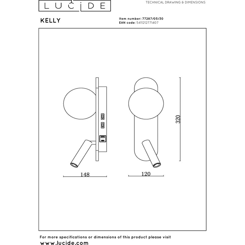 Kinkiet Lucide Kelly - Szklana Kula z Lampką LED | Sklep Oświetlenia