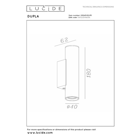Kinkiet Lucide Dupla - Srebrny, Modern | Sklep Lamp