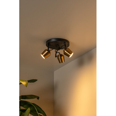 Reflektor sufitowy Emile III | Lucide | Modern | Czarny/Mosiądz