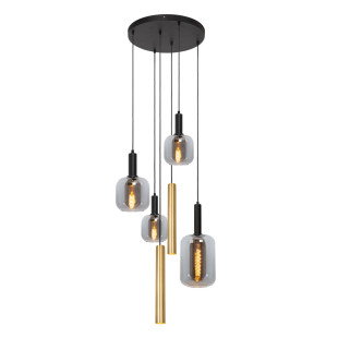Lampa wisząca Joanet - szkło dymione, mosiądz | Lucide