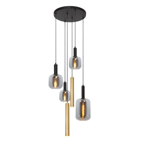 Lampa wisząca Joanet - szkło dymione, mosiądz | Lucide