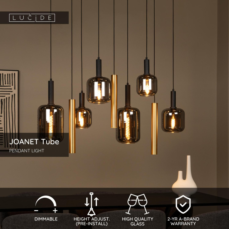 Lampa wisząca Joanet Lucide - Szkło dymione, mosiądz | Sklep z Lampami