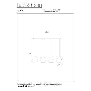 Lampa wisząca Kala | 4 punkty, beżowo-czarna | Lucide