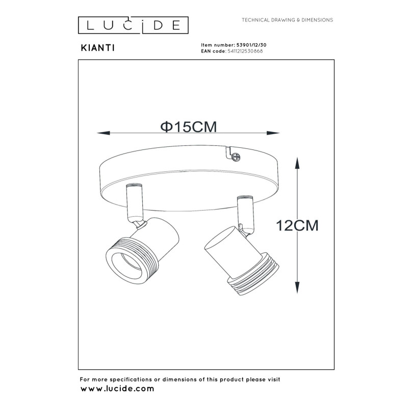 Reflektor sufitowy Kianti II czarny | Lucide - Sklep z lampami