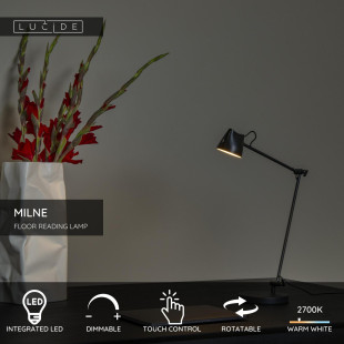 Lampa biurkowa LED Milne Lucide | Ściemniacz, Czarna