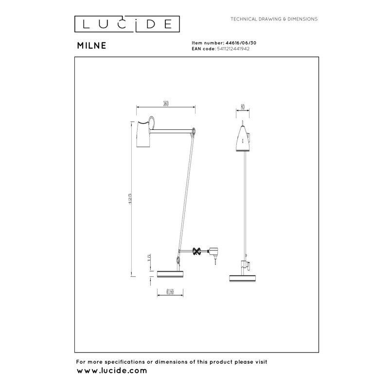 Lampa biurkowa LED Milne Lucide | Ściemniacz, Czarna