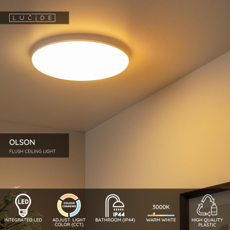 Plafon LED do łazienki Lucide Olson | 35cm, 3000K-6500K