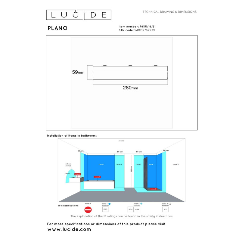 Plafon LED Plano do łazienki | Lucide - 28cm