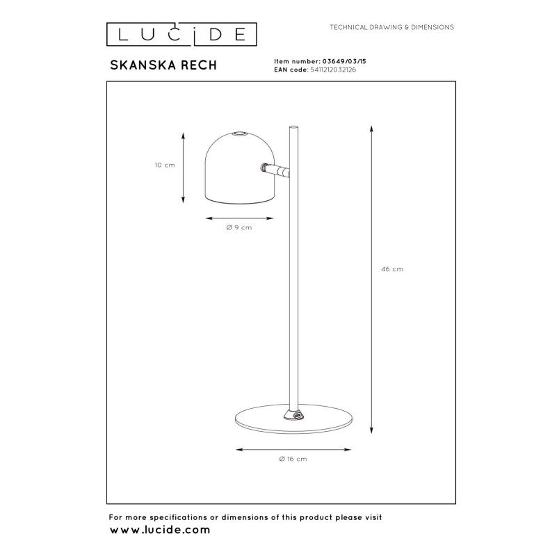 Lampa biurkowa LED Lucide Skanska Rech | Nowoczesny Design