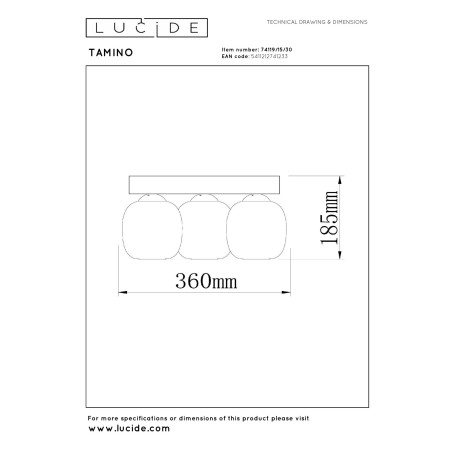 Plafon Tamino Lucide | Szkło Dymione, LED 36cm - Kup Teraz!