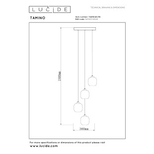 Lampa wisząca Tamino LED | Lucide | Szkło dymione