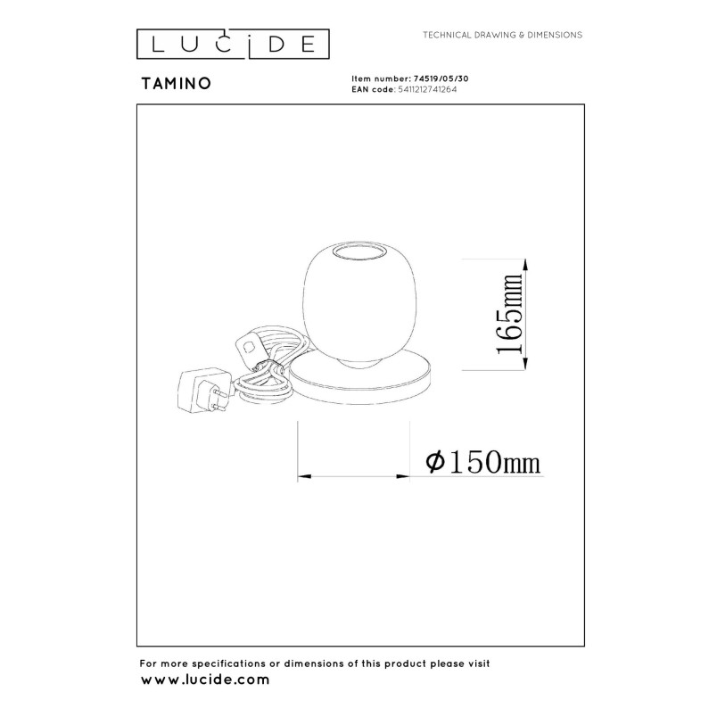 Lampa stołowa Tamino Lucide | Szkło dymione, LED