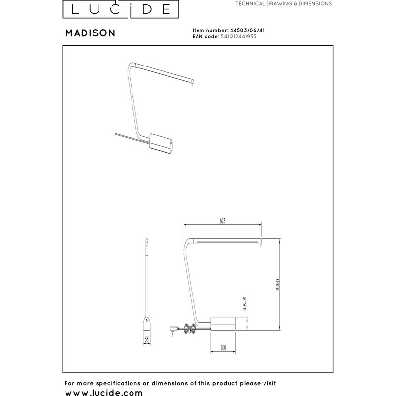 Lampa biurkowa Madison LED taupe Lucide | Nowoczesny design