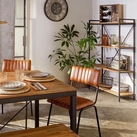 Krzesło ze skóry naturalnej Dario brązowe loft | Decolab24.pl
