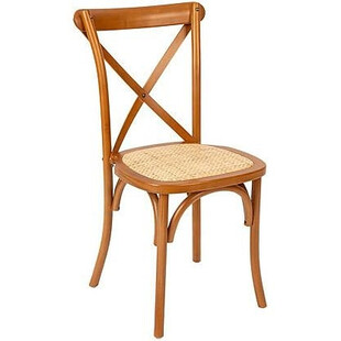 Krzesło rustykalne Isak drewno/rattan - Nordivo | Brązowe