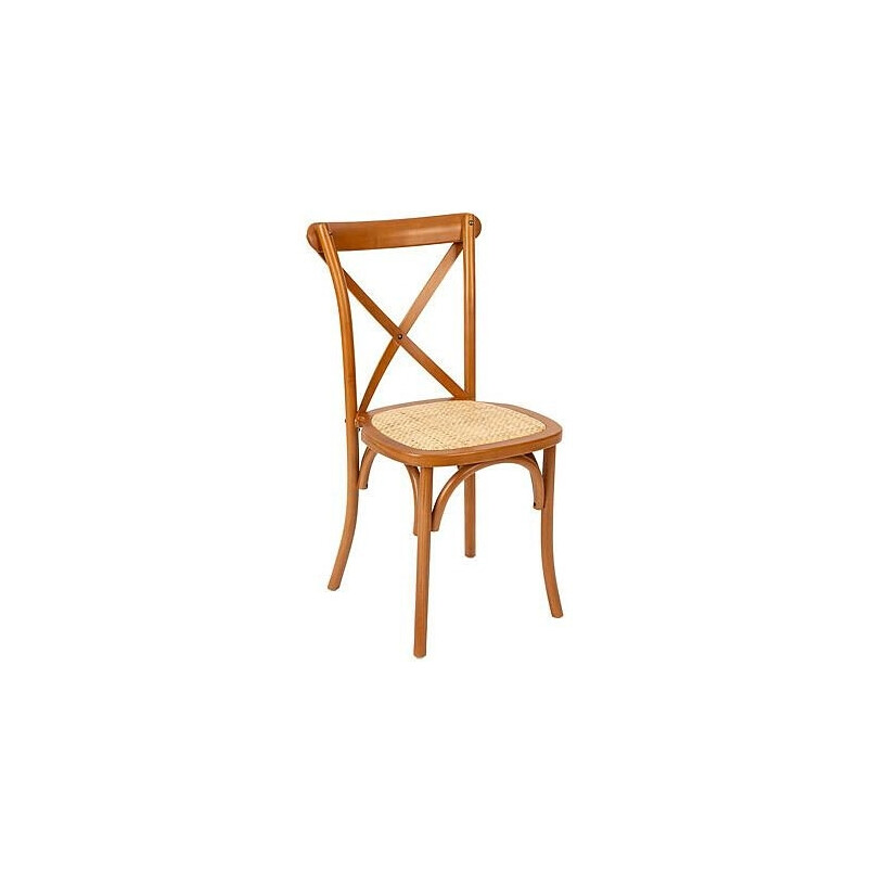 Krzesło rustykalne Isak drewno/rattan - Nordivo | Brązowe