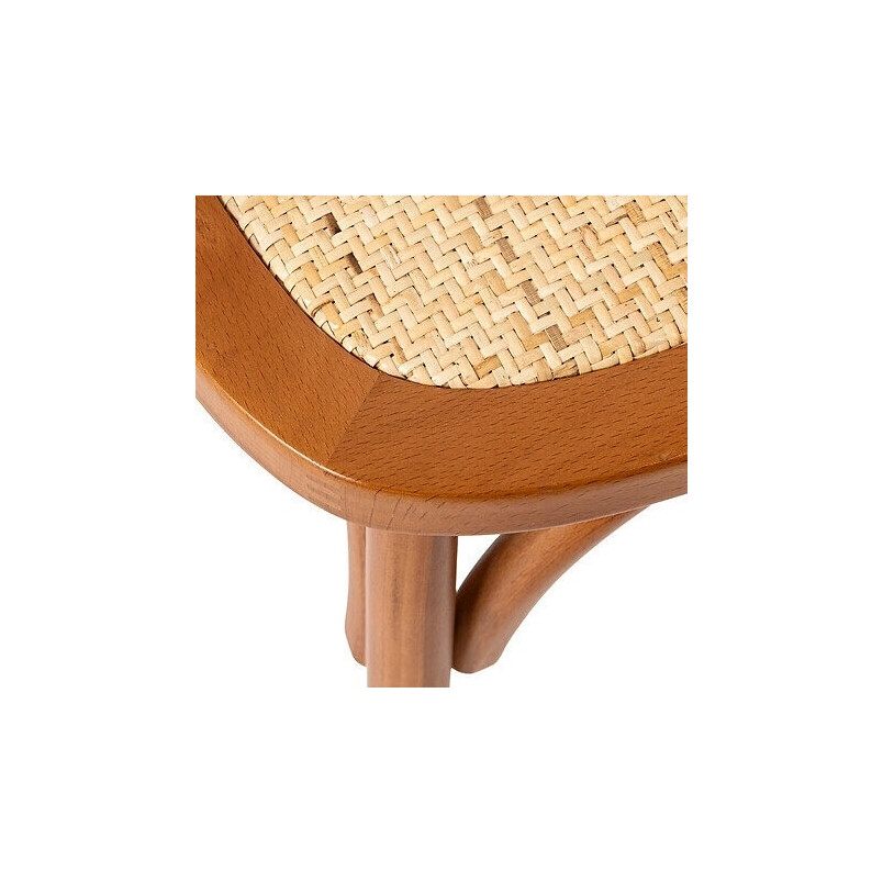 Krzesło rustykalne Isak drewno/rattan - Nordivo | Brązowe