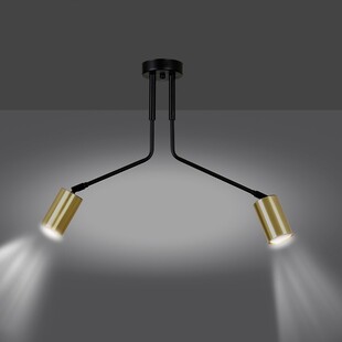 Lampa sufitowa 2 punktowa na wysięgniku Verno II czarno-złota marki Emibig