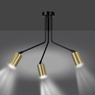 Lampa sufitowa na wysięgniku 3 punktowa Verno III czarno-złota marki Emibig