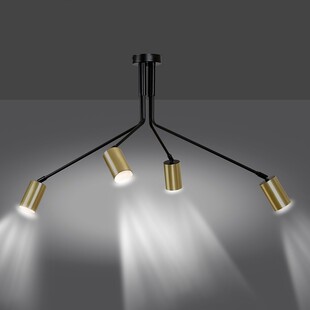 Lampa sufitowa na wysięgniku 4 punktowa Verno IV czarno-złota marki Emibig