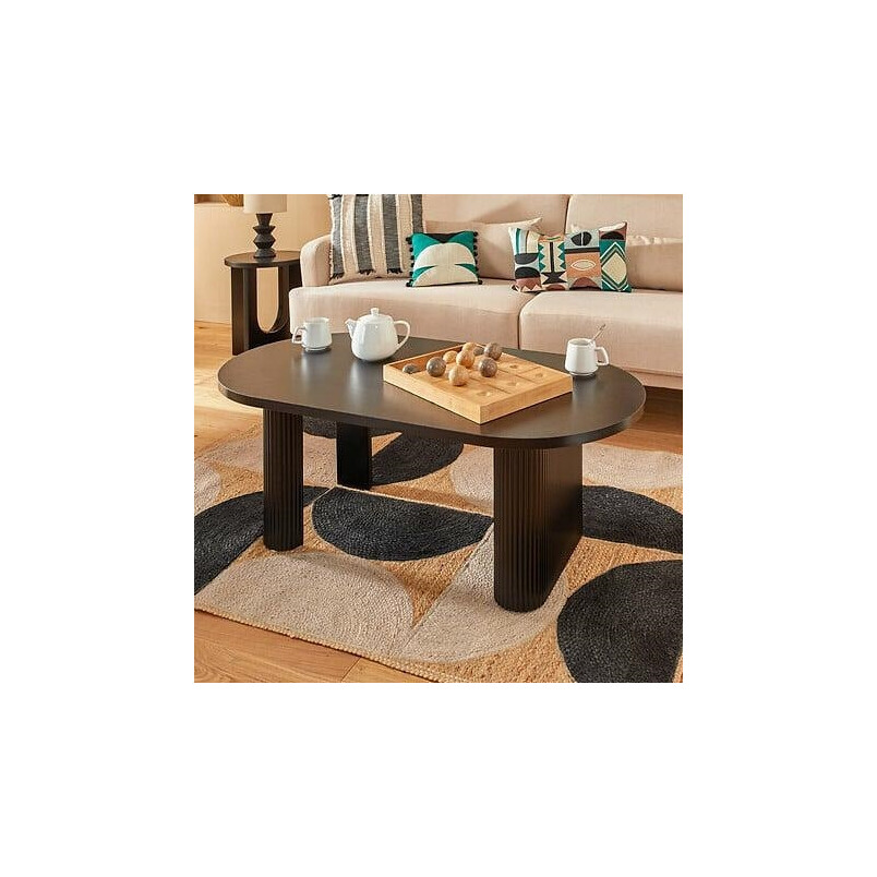 Stolik kawowy owalny Olova 120 cm czarny ryflowany | Decolab