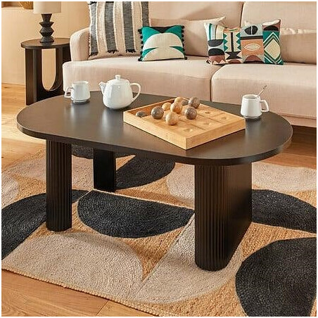 Stolik kawowy owalny Olova 120 cm czarny ryflowany | Decolab