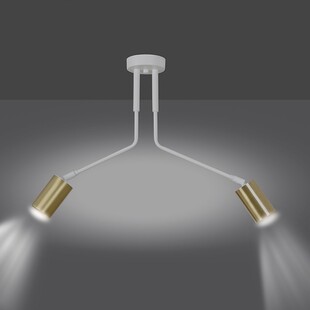 Lampa sufitowa na wysięgniku 2 punktowa Verno II biało-złota marki Emibig