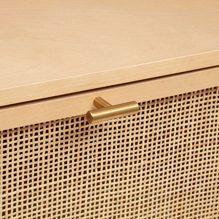 Wąska komoda słupek Rayo 50x107 cm rattan złoto | Decolab24