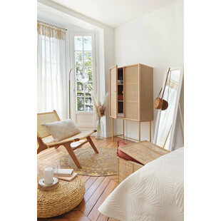 Wysoka komoda Rayo 80x165 cm rattan złote nogi | Decolab24.pl