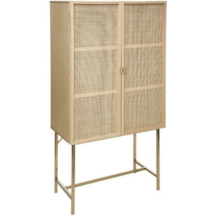 Wysoka komoda Rayo 80x165 cm rattan złote nogi | Decolab24.pl