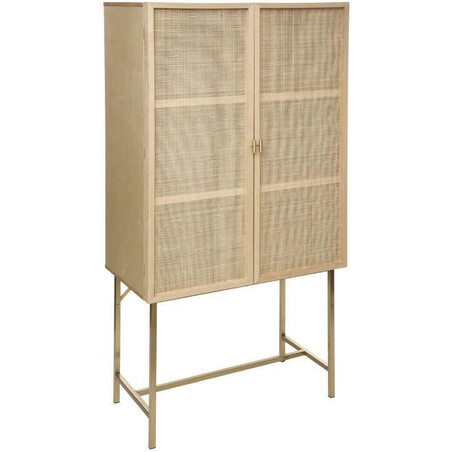Wysoka komoda Rayo 80x165 cm rattan złote nogi | Decolab24.pl
