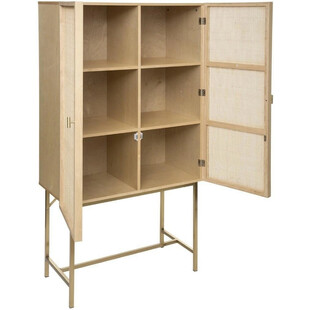 Wysoka komoda Rayo 80x165 cm rattan złote nogi | Decolab24.pl